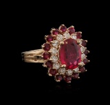 4.15 ctw Ruby and Diamond Ring - 14KT Rose Gold