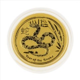 2013 $15 Australia 1/10 oz Lunar Year of the Snake Gold Coin BU