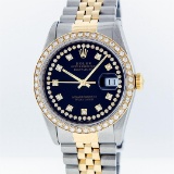 Rolex Two-Tone Blue String Diamond VVS DateJust Men's Watch