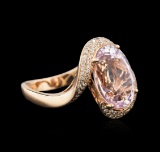 14KT Rose Gold 7.41 ctw Kunzite and Diamond Ring