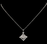 0.54 ctw Diamond Pendant With Chain - 14KT White Gold