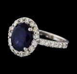 3.01 ctw Sapphire and Diamond Ring - 14KT White Gold