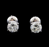 1.10 ctw Diamond Stud Earrings - 14KT White Gold
