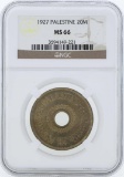 1927 Palestine 20 Mils Coin NGC MS66
