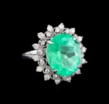 9.08 ctw Emerald and Diamond Ring - 14KT White Gold