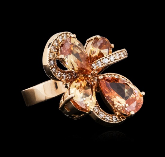 14KT Rose Gold 11.22 ctw Citrine and Diamond Ring
