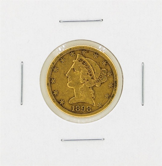 1898S $5 Liberty Head Gold Coin