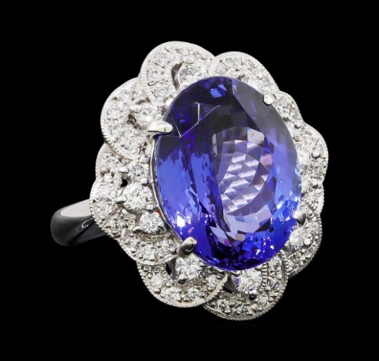 11.95 ctw Tanzanite and Diamond Ring - Platinum