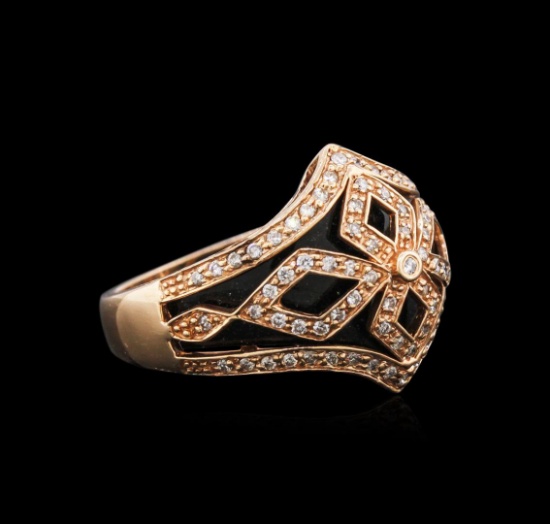14KT Rose Gold 3.42 ctw Onyx and Diamond Ring