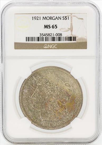 1921 $1 Morgan Silver Dollar Coin NGC MS65