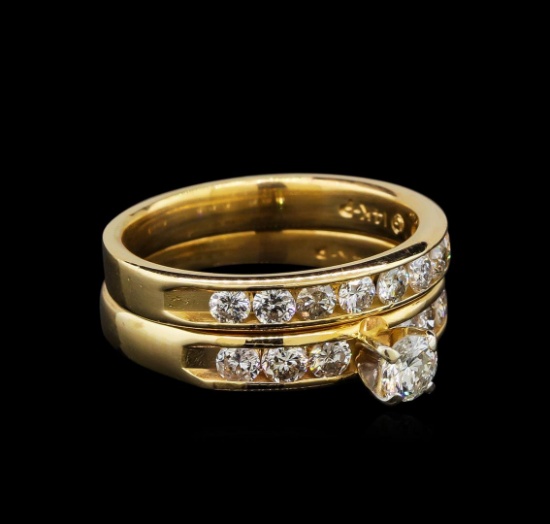 1.11 ctw Diamond Wedding Ring Set - 14KT Yellow Gold