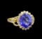 5.04 ctw Tanzanite and Diamond Ring - 14KT Yellow Gold