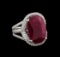 GIA Cert 12.23 ctw Ruby and Diamond Ring - 14KT White Gold