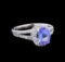 1.95 ctw Tanzanite and Diamond Ring - 14KT White Gold