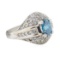 1.52 ctw Blue and White Diamond Ring - 14KT White Gold