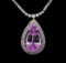 14KT White Gold 80.08 ctw Kunzite and Diamond Pendant With Chain