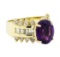 4.00 ctw Amethyst and Diamond Ring - 14KT Yellow Gold