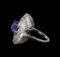 GIA Cert 3.03 ctw Sapphire and Diamond Ring - 14KT White Gold