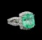 GIA Cert 8.37 ctw Emerald and Diamond Ring - 14KT White Gold