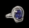 4.60 ctw Tanzanite and Diamond Ring - 18KT White Gold