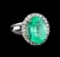 9.20 ctw Emerald and Diamond Ring - 14KT White Gold