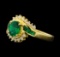1.00 ctw Emerald and Diamond Ring - 14KT Yellow Gold