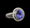 2.66 ctw Tanzanite and Diamond Ring - 14KT White Gold