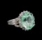 9.47 ctw Emerald and Diamond Ring - 14KT White Gold