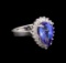 4.08 ctw Tanzanite and Diamond Ring - 14KT White Gold