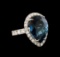 14KT White Gold 15.46 ctw Topaz and Diamond Ring