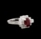 1.42 ctw Ruby and Diamond Ring - 18KT White Gold