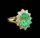 4.78 ctw Emerald and Diamond Ring - 14KT Yellow Gold