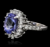 14KT White Gold 3.63 ctw Tanzanite and Diamond Ring