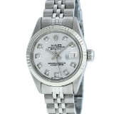 Rolex Ladies Stainless Steel Silver Diamond And White Gold Datejust Wristwatch