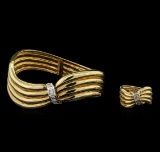 2.12 ctw Diamond Ring and Bangle Bracelet Suite - 18KT Yellow Gold