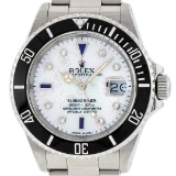 Rolex Mens Stainless Steel Mother Of Pearl Diamond 8 + 2 Sapphire Submariner
