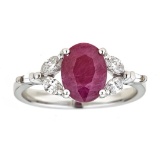2.98 ctw Ruby and Diamond Ring - 18KT White and Yellow Gold