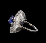 GIA Cert 3.03 ctw Sapphire and Diamond Ring - 14KT White Gold
