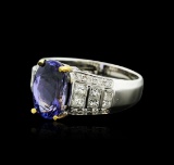 14KT Two-Tone Gold 3.91 ctw Tanzanite and Diamond Ring