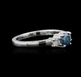 14KT White Gold 0.91 ctw Blue Diamond Ring