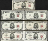 Lot of (7) 1953 & 1963 $5 Legal Tender Notes