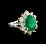 14KT White Gold 3.41 ctw Emerald and Diamond Ring