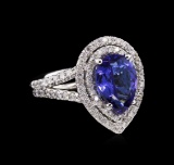 2.48 ctw Tanzanite and Diamond Ring - 14KT White Gold