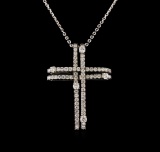 14KT White Gold 0.93 ctw Diamond Cross Pendant With Chain