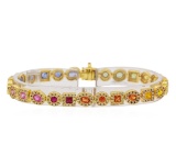 5.11 ctw Multi Color Sapphire and Diamond Bracelet - 14KT Yellow Gold