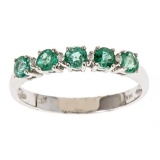 0.62 ctw Emerald and Diamond Ring - 14KT Yellow Gold
