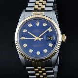 Rolex Two-Tone Blue Diamond DateJust Men's Watch