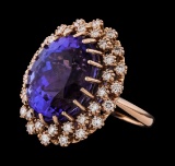 23.07 ctw Tanzanite and Diamond Ring - 14KT Rose Gold