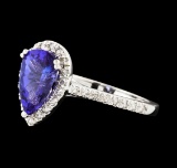 1.72 ctw Tanzanite and Diamond Ring - 14KT White Gold