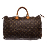 Louis Vuitton Monogram Canvas Leather Speedy 40 cm Bag